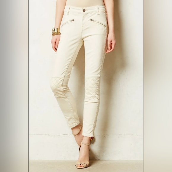 Anthropologie Pilcro SERIF Cream Moto  Jeans - Picture 11 of 13